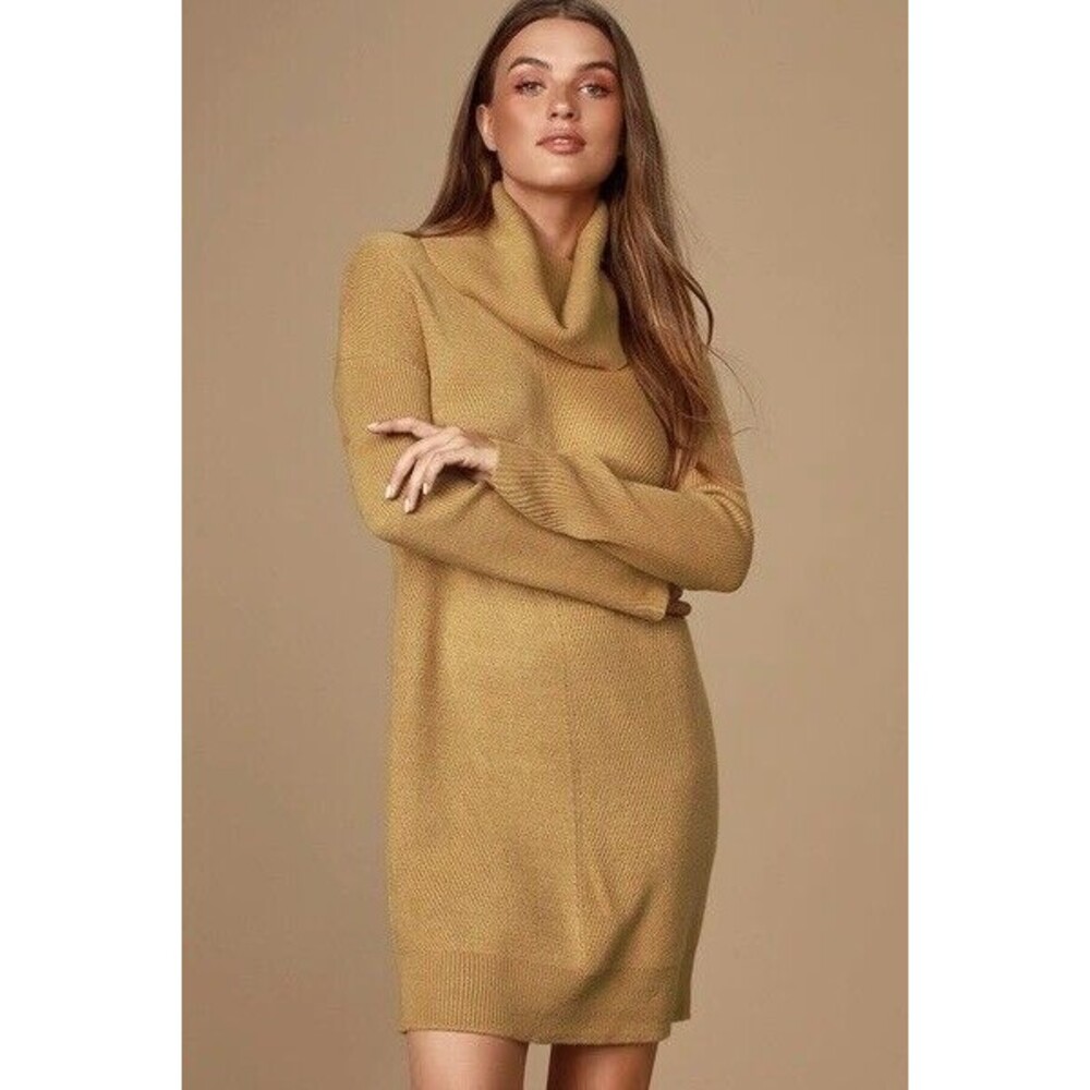 Lulu’s Sweater Dress Mustard Long Sleeve Shift L